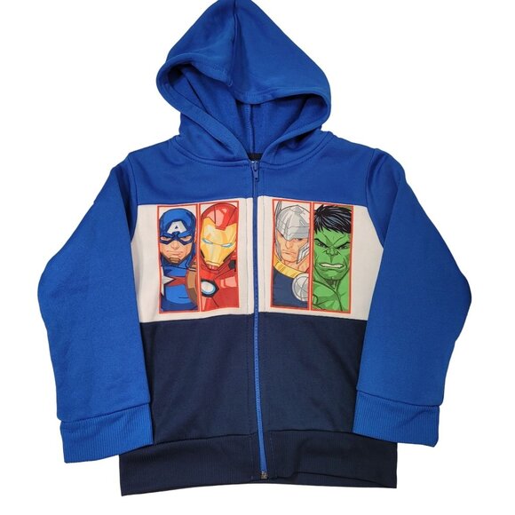 Marvel Avengers Boys Two-Piece Zipper Hoodie & Jogger Pants Set Blue - Size 5 - Picture 2 of 14
